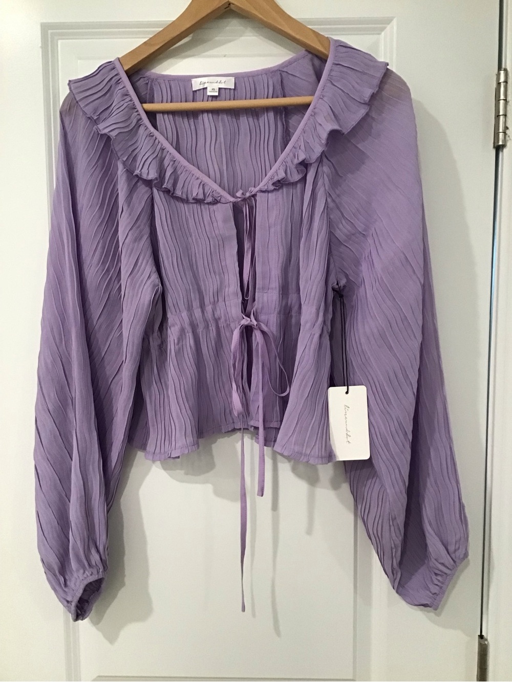 Line & Dot Lavender Ruffled Tie-Front Blouse